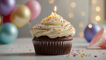 birthday cupcake with candles