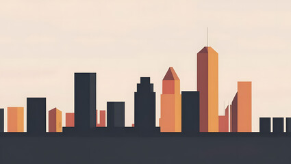 Obraz premium Abstract City Skyline with Low-Poly Buildings