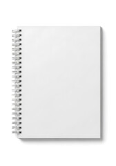 A blank spiral notebook isolated on white background, offering ample copy space for notes, sketches, or designs