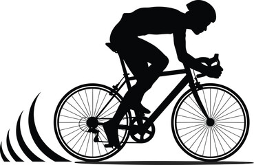 Obraz premium Silhouette of a cyclist in motion on a road bike