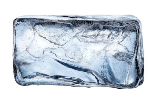 ice cube frame rectangular shape isolated on white or transparent png