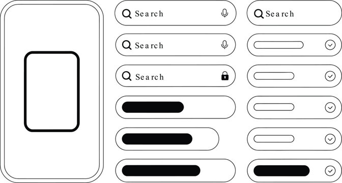 Collection of clean outline ui elements for search bars and input fields