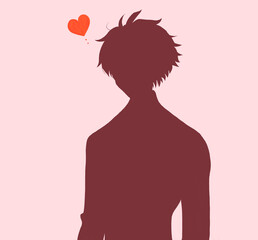 男子学生　恋　シルエット
