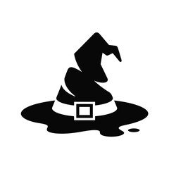 Witch hat silhouette isolated on white background