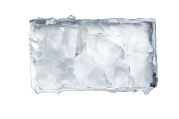 ice cube frame rectangular shape isolated on white or transparent png