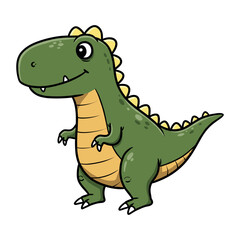Cartoon green dinosaur with yellow spines standing. Vector illustration