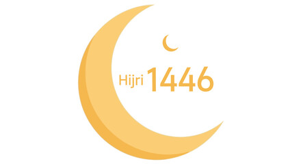 hijri 1446 new year celebration illustration with a crescent moon symbolizing islamic holidays and cultural traditions perfect for religious greetings and festive backgrounds.
