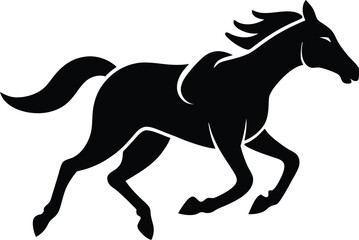 horse racing silhouette vector art illustration