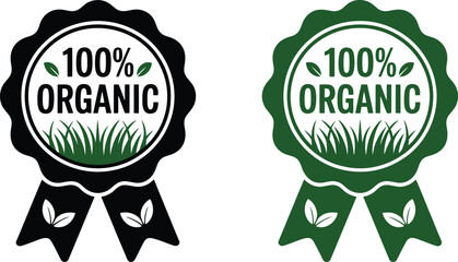 Two 100 percent organic seals with ribbons and grass detail