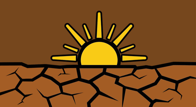 heat wave scorching the earth cracked dry land under a harsh yellow sun reflecting climate change impacts ideal for environmental reports and drought awareness campaigns extreme weather global warming