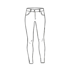 Women's skinny jeans hand-drawn sketch vector illustration on transparent background  