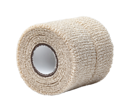 Applying fabric bandage for injury treatment at home health and wellness care isolated on transparent background, png