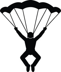 skydiving silhouette vector art illustration