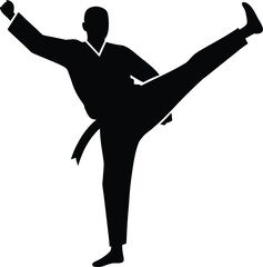 taekwondo silhouette vector art illustration