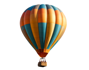 Colorful Hot Air Balloon Floating in the Sky, Isolated on Transparent Background