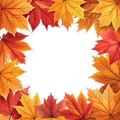 Fototapeta premium autumn leaves wreath with red and orange for fall decor
