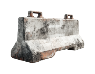 Ensuring safety urban concrete barrier installations in industrial construction landscapes isolated on transparent background, png