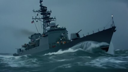 Naval Ship Battles Stormy Seas