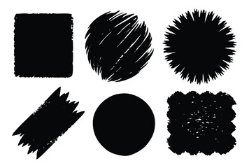 Abstract Black Paint Brush Strokes – Hand Drawn Ink Textures and Grunge Shapes Collection