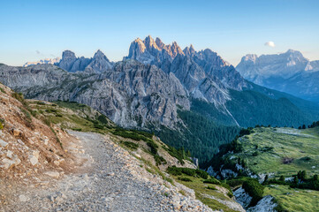 The mountain peaks of Ciadin del deserto in the Dolomites in Italy