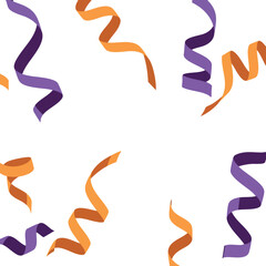 Colorful orange and purple party streamers vector illustration festive celebration design 