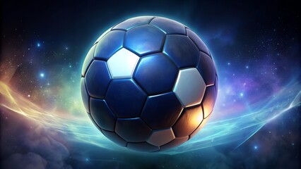 Naklejka premium Soccer ball on dark blue background