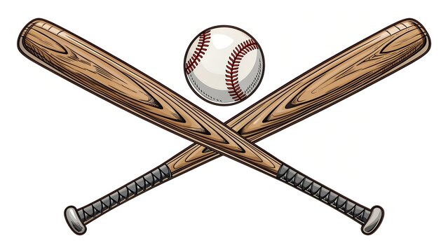 Isolated dirty old leather baseball and bat, with a glove, on a white background - Powered by Adobe