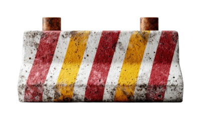 Traffic barrier installation urban construction site safety, isolated on transparent background, png