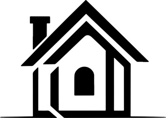 Minimalist Home or House Icon Real Estate or Property Management Concept

