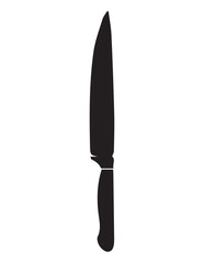 Silhouette of a chef s knife on a white background