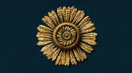 Ornate gold rosette on teal backdrop
