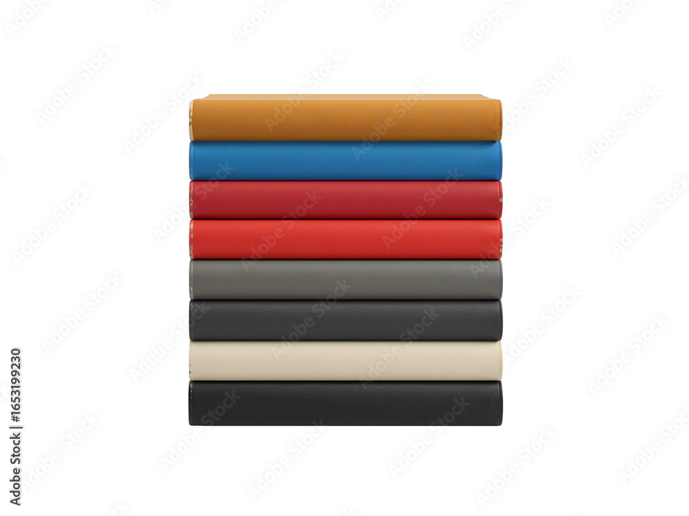 Poster Stack of multicolored books arranged neatly, isolated on a transparent and spotless backdrop