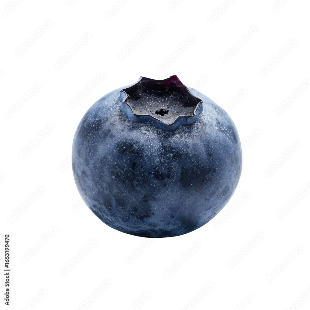 Poster isolated single blueberry displaying its fresh texture on a transparent setting for graphic designs