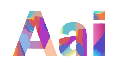 Abstract colorful fluid art painting aai letters digital design graphic element for creative projects and decor