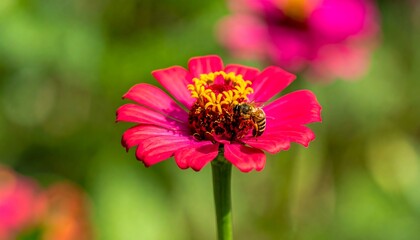 Obraz premium Bee on vibrant pink flower
