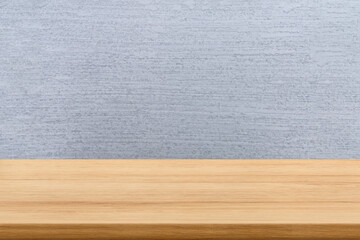Empty wooden table top and color blue wall background for showing products and advertisers. Template mock up for display of product. product promotion in the wall. for display or montage.