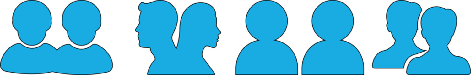 Two user silhouettes side by side, representing followers find the perfect team members group illustration for your company organization and collaboration