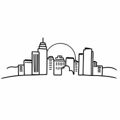 Fototapeta premium An illustrated vector of a city skyline with buildings and skyscrapers at night