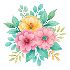 Beautiful floral bouquet isolated on transparent background