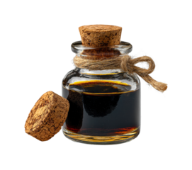 Extracting natural flavors aromatic bottle kitchen product, isolated on transparent background, png