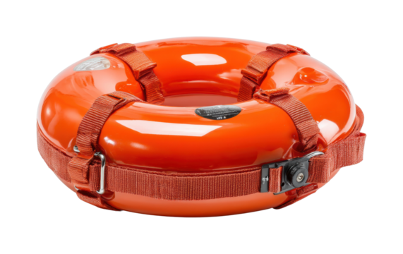 Rescue equipment action safety procedures lifebuoy water environment, isolated on transparent background, png