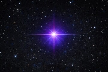 A lone star shines brightly against the vast expanse of a starry night sky