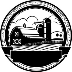 Vintage village farm house or silo barn storage logotype design
