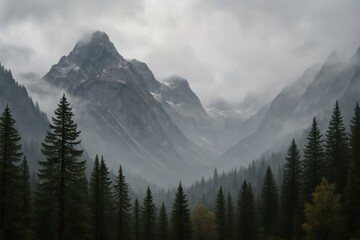 Fototapeta premium A Glimpse into the Majestic Mountainside Forest