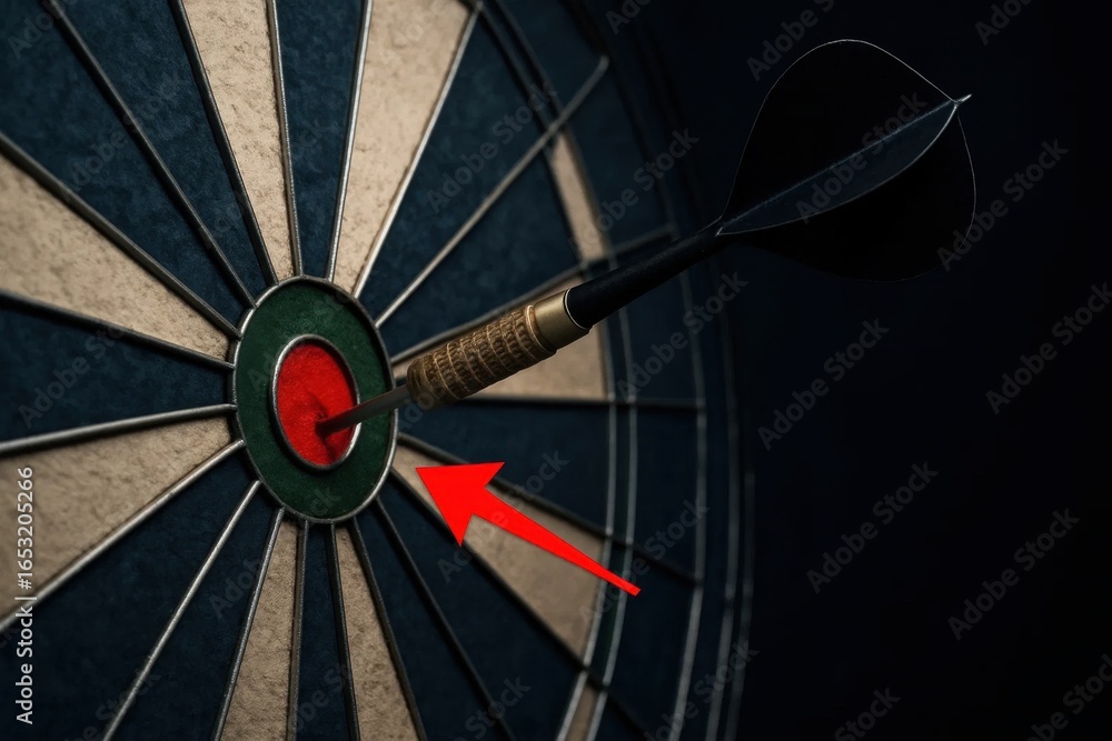 Poster a dart soars through the bullseye with a striking red arrow highlighting its trajectory