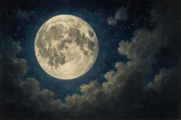 A Glimpse of the Moon Amidst a Starry Sky