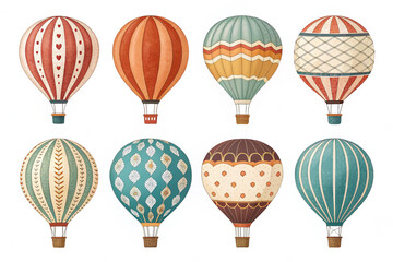 Obraz premium Colorful Vintage Hot Air Balloons Illustration