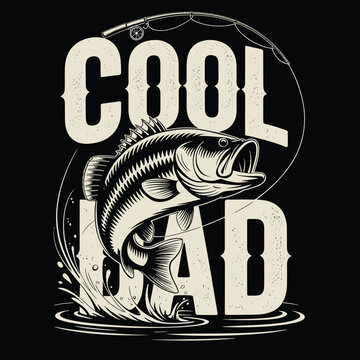 A cool dad fishing design with a jumping bass fish