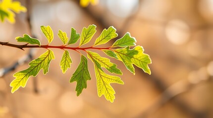 Photorealistic Oak Leaf with Vibrant Autumn Colors, Warm Tones, and Detailed Natural Textures