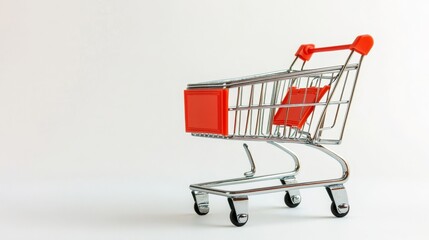 Image of an unoccupied shopping cart set against a clean white background for e commerce use